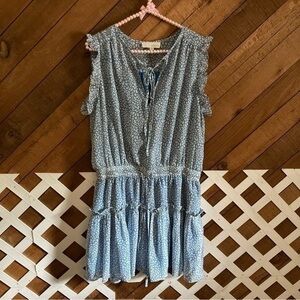 Pinch baby blue spotted tiered dress size L